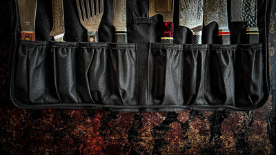 Black canvas knife roll